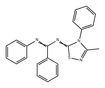 Benzenecarboximidamide, N-(3-methyl-4-phenyl-1,2,4-thiadiazol-5(4H)-ylidene)-N'-phenyl- Structure