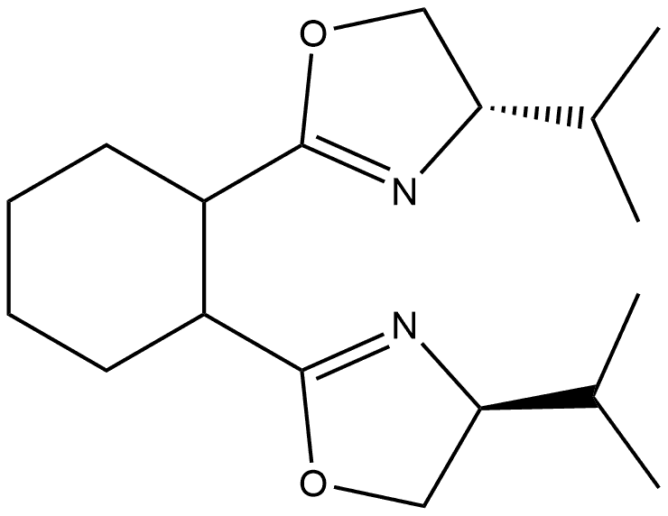 (1R,2R)-1,2-Bis((S)-4-isopropyl-4,5-dihydrooxazol-2-yl)cyclohexane Structure