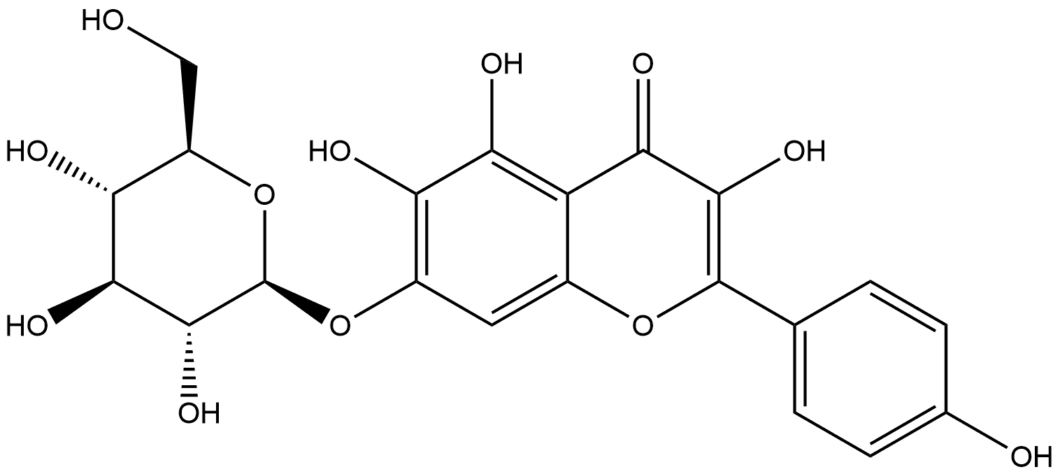 4H-1-Benzopyran-4-one, 7-(β-D-glucopyranosyloxy)-3,5,6-trihydroxy-2-(4-hydroxyphenyl)- Structure