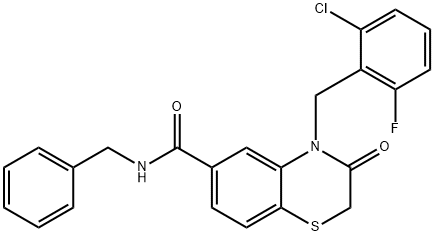 2H-1,4-Benzothiazine-6-carboxamide, 4-[(2-chloro-6-fluorophenyl)methyl]-3,4-dihydro-3-oxo-N-(phenylmethyl)- 구조식 이미지