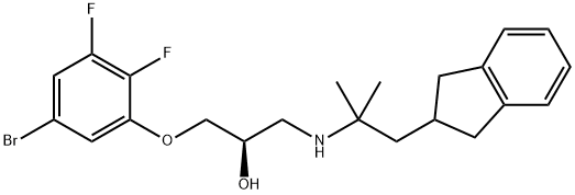 2-Propanol, 1-(5-bromo-2,3-difluorophenoxy)-3-[[2-(2,3-dihydro-1H-inden-2-yl)-1,1-dimethylethyl]amino]-, (2R)- Structure