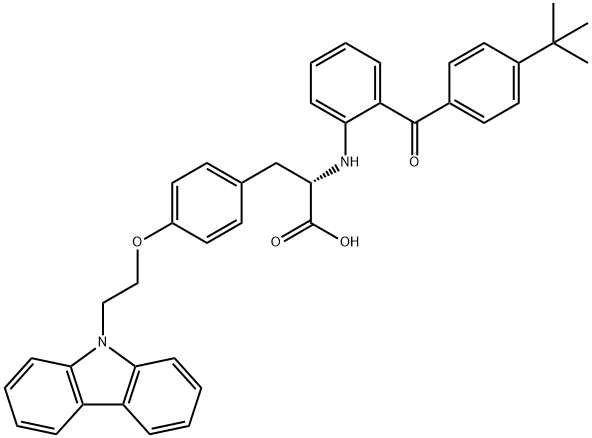 O-[2-(9H-Carbazol-9-yl)ethyl]-N-[2-[4-(1,1-dimethylethyl)benzoyl]phenyl]-L-tyrosine Structure