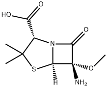 4-Thia-1-azabicyclo[3.2.0]heptane-2-carboxylic acid, 6-amino-6-methoxy-3,3-dimethyl-7-oxo-, (2S,5R,6S)- 구조식 이미지