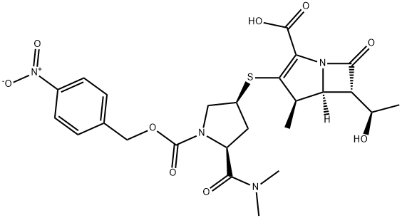 1-Azabicyclo[3.2.0]hept-2-ene-2-carboxylic acid, 3-[[(3S,5S)-5-[(dimethylamino)carbonyl]-1-[[(4-nitrophenyl)methoxy]carbonyl]-3-pyrrolidinyl]thio]-6-[(1R)-1-hydroxyethyl]-4-methyl-7-oxo-, (4R,5S,6S)- Structure