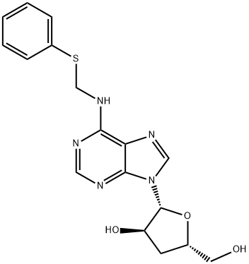 Adenosine, 3'-deoxy-N-[(phenylthio)methyl]- (9CI) Structure