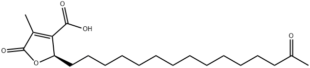 3-Furancarboxylic acid, 2,5-dihydro-4-methyl-5-oxo-2-(14-oxopentadecyl)-, (2R)- 구조식 이미지