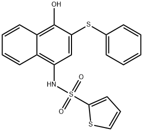 2-Thiophenesulfonamide, N-[4-hydroxy-3-(phenylthio)-1-naphthalenyl]- Structure