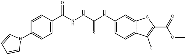 methyl 6-(2-(4-(1H-pyrrol-1-yl)benzoyl)hydrazinecarbothioamido)-3-chlorobenzo[b]thiophene-2-carboxylate 구조식 이미지