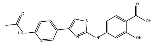 Benzoic acid, 4-[[4-[4-(acetylamino)phenyl]-2-thiazolyl]amino]-2-hydroxy- Structure