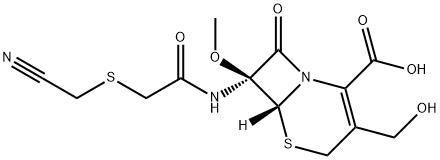 Cefmetazole impurity 9/(6R-cis)-7-[[[(Cyanomethyl)thio]acetyl]amino]-3-(hydroxymethyl)-7-methoxy-8-oxo-5-thia-1-azabicyclo[4.2.0]oct-2-ene-2-carboxylic Acid Structure