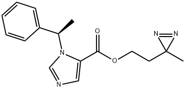 1H-Imidazole-5-carboxylic acid, 1-[(1R)-1-phenylethyl]-, 2-(3-methyl-3H-diazirin-3-yl)ethyl ester Structure