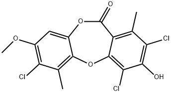 11H-Dibenzo[b,e][1,4]dioxepin-11-one, 2,4,7-trichloro-3-hydroxy-8-methoxy-1,6-dimethyl- Structure