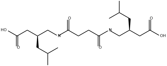 Hexanoic acid, 3,3'-[(1,4-dioxo-1,4-butanediyl)bis(iminomethylene)]bis[5-methyl-, (3S,3'S)- Structure