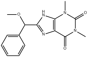 8-(Methoxy(phenyl)methyl)-1,3-dimethyl-1H-purine-2,6(3H,7H)-dione 구조식 이미지