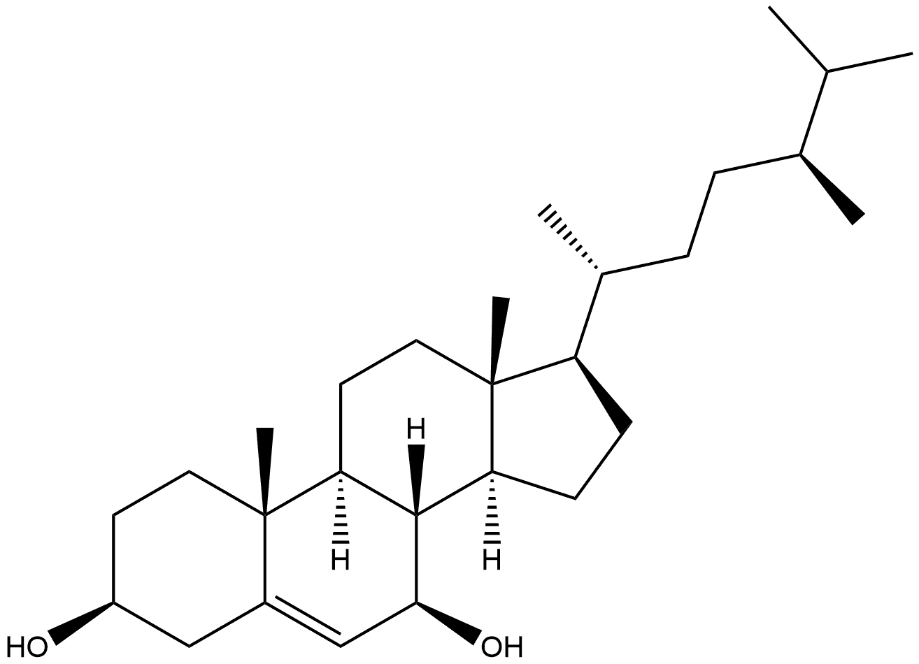 Ergost-5-ene-3,7-diol, (3β,7β)- Structure