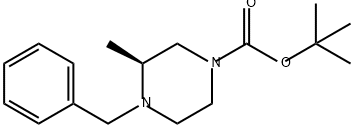 1-Piperazinecarboxylic acid, 3-methyl-4-(phenylmethyl)-, 1,1-dimethylethyl ester, (3S)- Structure