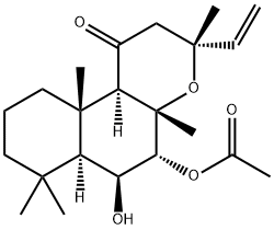 (3R,6aα,10bα)-5α-Acetyloxy-3α-vinyldodecahydro-6β-hydroxy-3,4aβ,7,7,10aβ-pentamethyl-1H-naphtho[2,1-b]pyran-1-one 구조식 이미지