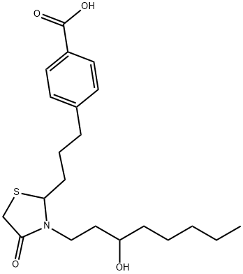 Benzoic acid, 4-[3-[3-(3-hydroxyoctyl)-4-oxo-2-thiazolidinyl]propyl]- Structure