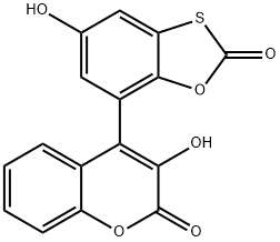 3-Hydroxy-4-(5-hydroxy-2-oxobenzo[d][1,3]oxathiol-7-yl)-2H-chromen-2-one 구조식 이미지