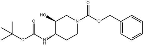 benzyl (3S,4S)-4-((tert-butoxycarbonyl)amino)-3-hydroxypiperidine-1-carboxylate 구조식 이미지