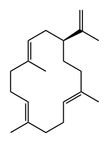 1,5,9-Cyclotetradecatriene, 1,5,9-trimethyl-12-(1-methylethenyl)-, (1E,5E,9E,12S)- Structure