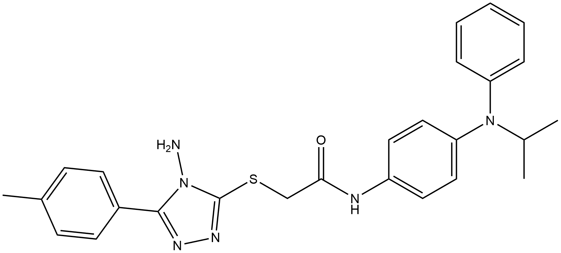 2-{[4-amino-5-(4-methylphenyl)-4H-1,2,4-triazol-3-
yl]sulfanyl}-N-{4-[phenyl(propan-2-yl)amino]phen
yl}acetamide Structure