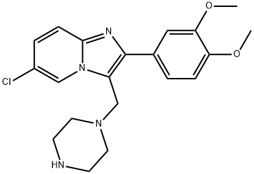 Imidazo[1,2-a]pyridine, 6-chloro-2-(3,4-dimethoxyphenyl)-3-(1-piperazinylmethyl)- Structure