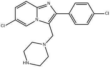 Imidazo[1,2-a]pyridine, 6-chloro-2-(4-chlorophenyl)-3-(1-piperazinylmethyl)- Structure