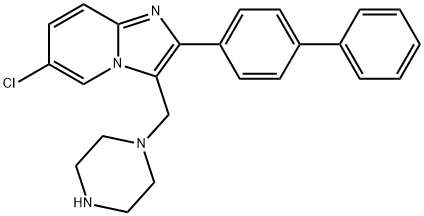 Imidazo[1,2-a]pyridine, 2-[1,1'-biphenyl]-4-yl-6-chloro-3-(1-piperazinylmethyl)- Structure