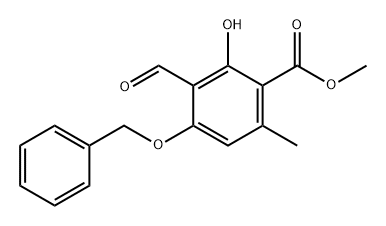 Benzoic acid, 3-formyl-2-hydroxy-6-methyl-4-(phenylmethoxy)-, methyl ester Structure