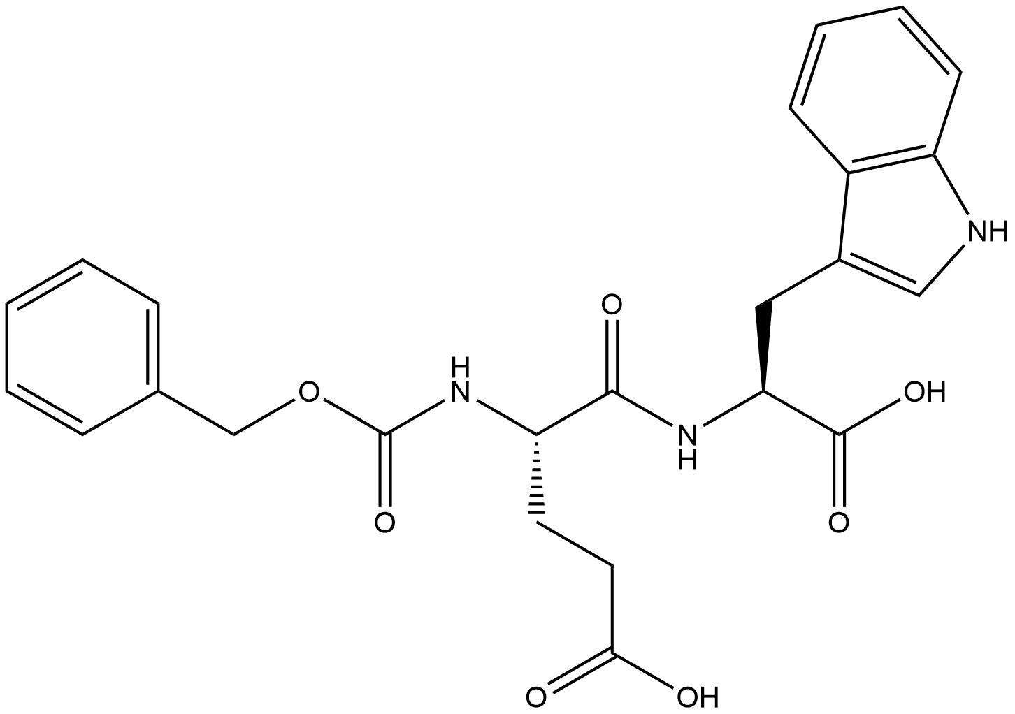 (4S)-5-[[(1S)-1-carboxy-2-(1H-indol-3-yl)ethyl]amino]-5-oxo-4-(phenylmethoxycarbonylamino)pentanoic acid 구조식 이미지