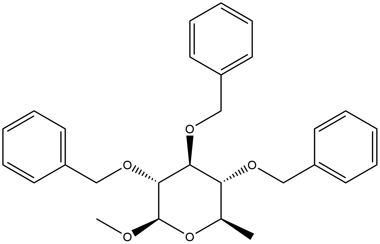 β-D-Glucopyranoside, methyl 6-deoxy-2,3,4-tris-O-(phenylmethyl)- Structure