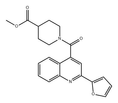 4-Piperidinecarboxylic acid, 1-[[2-(2-furanyl)-4-quinolinyl]carbonyl]-, methyl ester 구조식 이미지