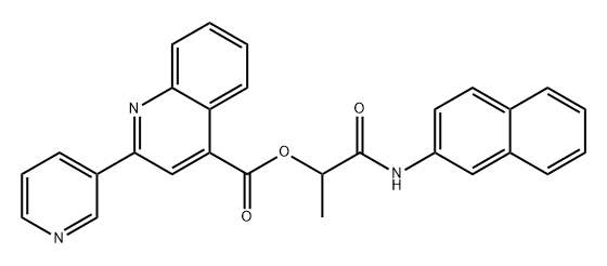 4-Quinolinecarboxylic acid, 2-(3-pyridinyl)-, 1-methyl-2-(2-naphthalenylamino)-2-oxoethyl ester 구조식 이미지