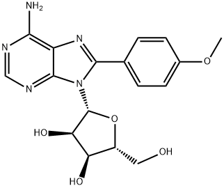 (2R,3R,4S,5R)-2-(6-Amino-8-(4-methoxyphenyl)-9H-purin-9-yl)-5-(hydroxymethyl)tetrahydrofuran-3,4-diol Structure