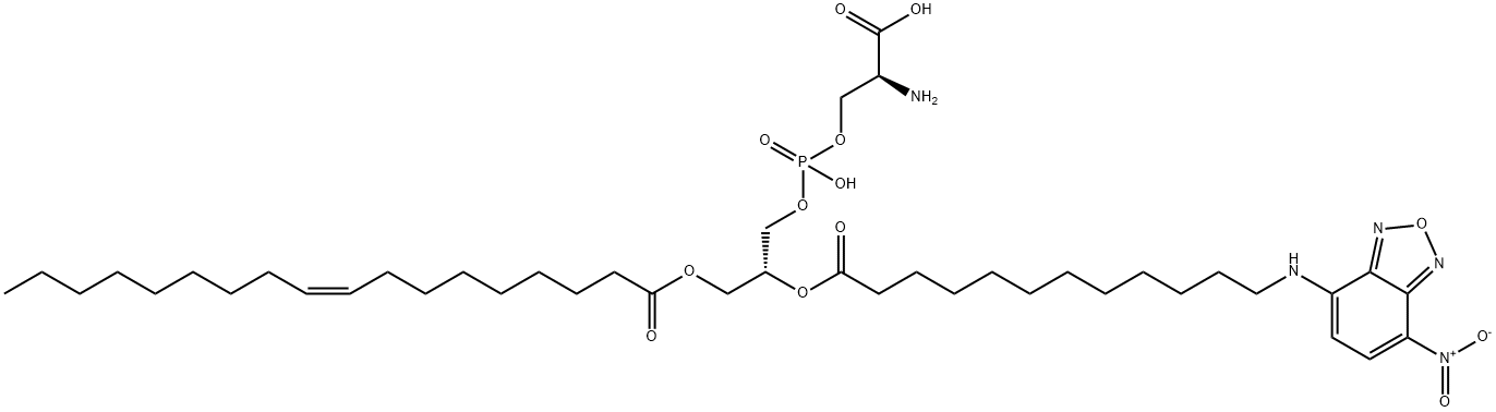 4,6,10-Trioxa-5-phosphaoctacos-19-enoic acid, 2-amino-5-hydroxy-8-[[12-[(7-nitro-2,1,3-benzoxadiazol-4-yl)amino]-1-oxododecyl]oxy]-11-oxo-, 5-oxide, (2S,8R,19Z)- 구조식 이미지