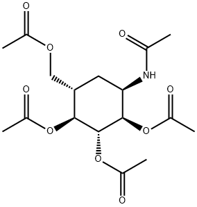 L-chiro-Inositol, 1-(acetylamino)-5-[(acetyloxy)methyl]-1,5,6-trideoxy-, 2,3,4-triacetate (9CI) Structure