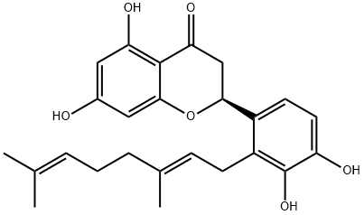 4H-1-Benzopyran-4-one, 2-[2-[(2E)-3,7-dimethyl-2,6-octadien-1-yl]-3,4-dihydroxyphenyl]-2,3-dihydro-5,7-dihydroxy-, (2S)- 구조식 이미지