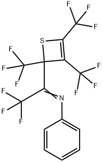 Benzenamine, N-[2,2,2-trifluoro-1-[2,3,4-tris(trifluoromethyl)-2H-thiet-2-yl]ethylidene]- Structure