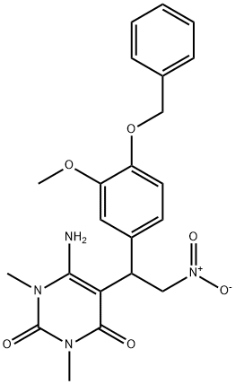 6-amino-5-{1-[4-(benzyloxy)-3-methoxyphenyl]-2-n itroethyl}-1,3-dimethyl-1,2,3,4-tetrahydropyrimidin e-2,4-dione Structure