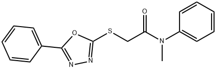 Acetamide, N-methyl-N-phenyl-2-[(5-phenyl-1,3,4-oxadiazol-2-yl)thio]- 구조식 이미지