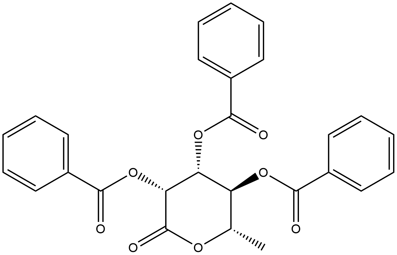 L-Mannonic acid, 6-deoxy-, δ-lactone, 2,3,4-tribenzoate Structure