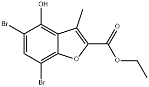 2-Benzofurancarboxylic acid, 5,7-dibromo-4-hydroxy-3-methyl-, ethyl ester Structure