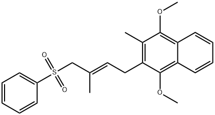 Naphthalene, 1,4-dimethoxy-2-methyl-3-[(2E)-3-methyl-4-(phenylsulfonyl)-2-buten-1-yl]- Structure