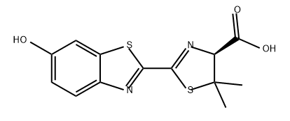 4-Thiazolecarboxylic acid, 4,5-dihydro-2-(6-hydroxy-2-benzothiazolyl)-5,5-dimethyl-, (4S)- Structure