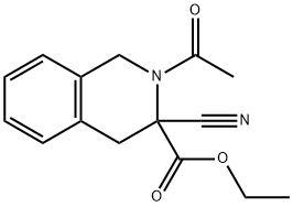 Ethyl 2-acetyl-3-cyano-1,2,3,4-tetrahydroisoquinoline-3-carboxylate 구조식 이미지