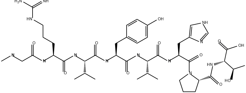 L-Threonine, N-methylglycyl-L-arginyl-L-valyl-L-tyrosyl-L-valyl-L-histidyl-L-prolyl- (9CI) Structure