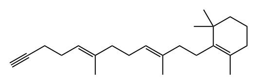 Cyclohexene, 2-[(3E,7E)-3,7-dimethyl-3,7-dodecadien-11-yn-1-yl]-1,3,3-trimethyl- 구조식 이미지