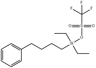 Methanesulfonic acid, 1,1,1-trifluoro-, diethyl(4-phenylbutyl)silyl ester 구조식 이미지