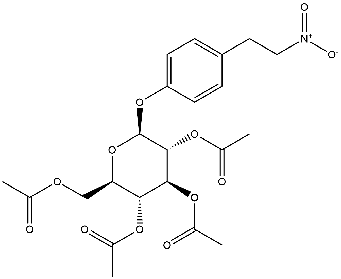 β-D-Glucopyranoside, 4-(2-nitroethyl)phenyl, 2,3,4,6-tetraacetate Structure